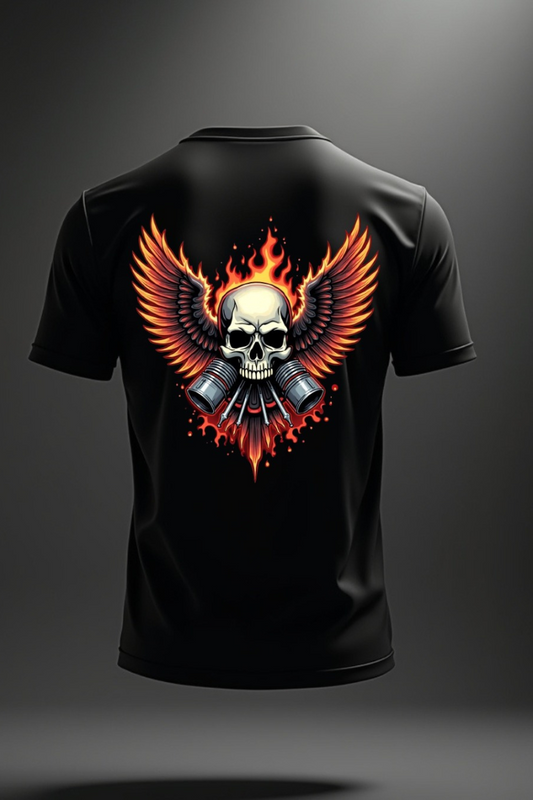 Inferno Skull Wings – Drop Shoulder Printed Tee